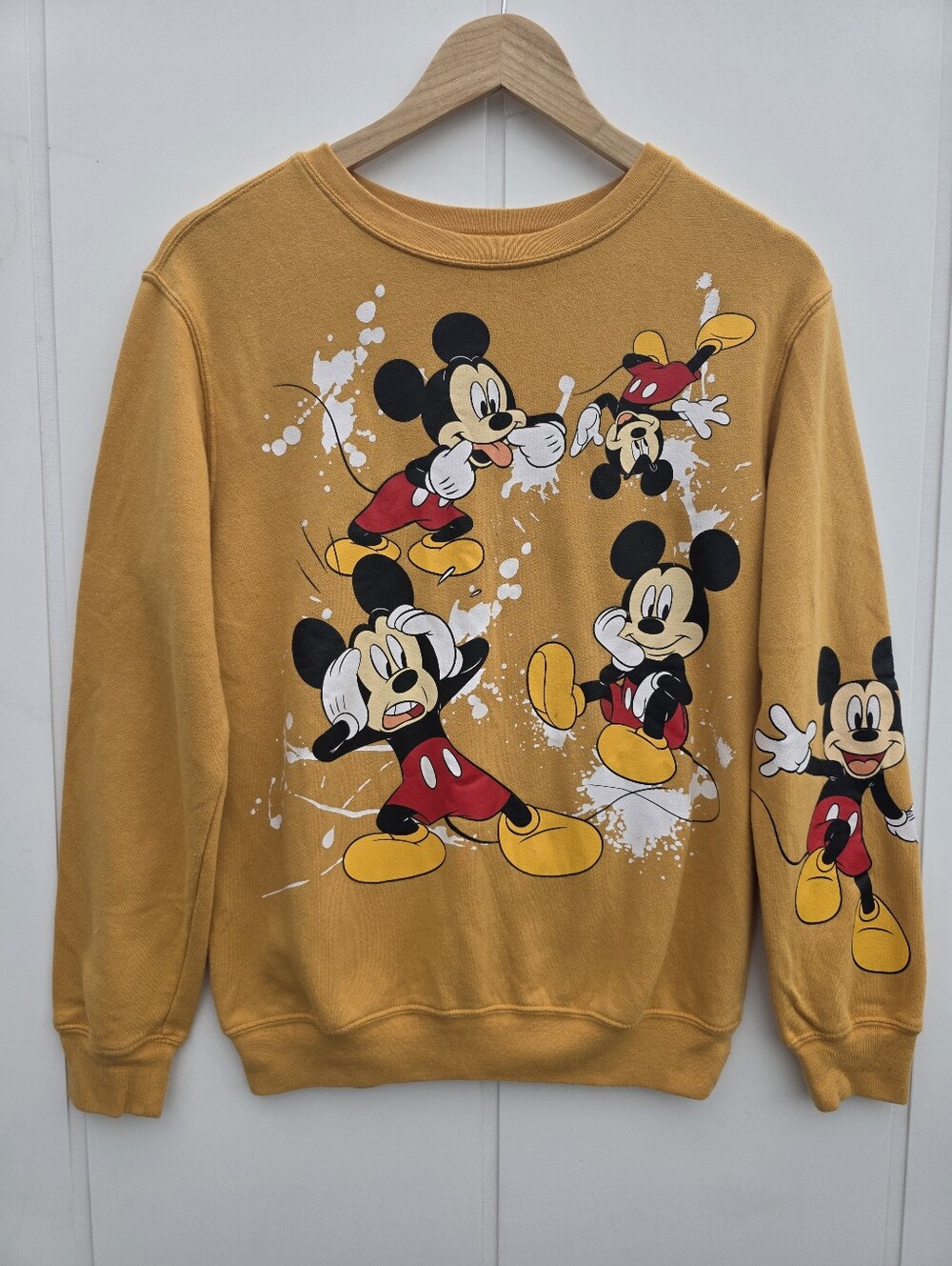 Disney Mickey Mouse Sweatshirt Crewneck Paint Splatter Sweater Small